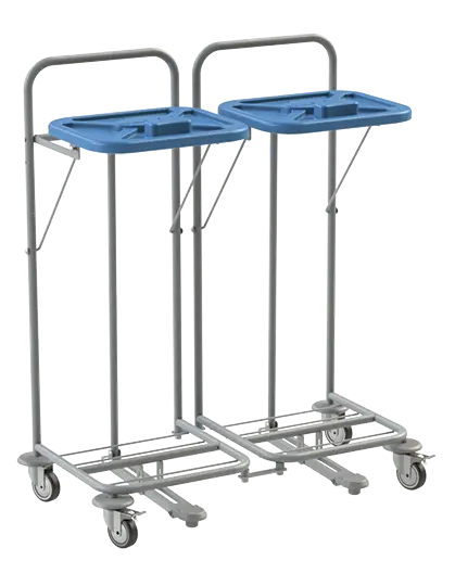 VK 80 - 2N vozík na třídění odpadu a prádla, nožní otevírání plast - VK - modrý